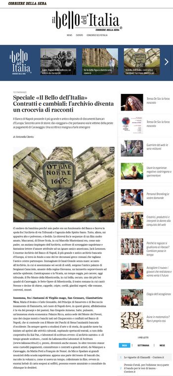 corriere della sera - l'archivio narrato - stages di scrittura di antonella cilento