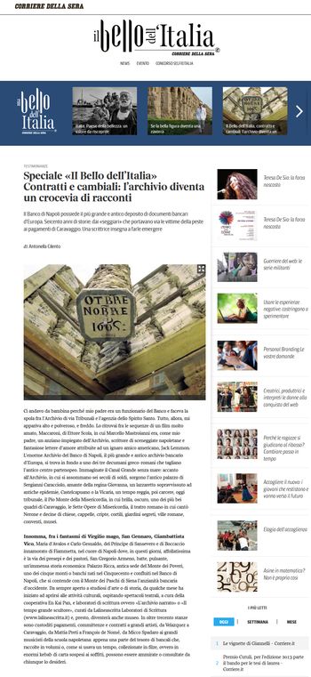 corriere della sera - l'archivio narrato - stages di scrittura di antonella cilento