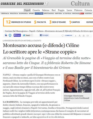 Montesano accusa (e difende) Céline Lo scrittore apre le «Strane coppie»