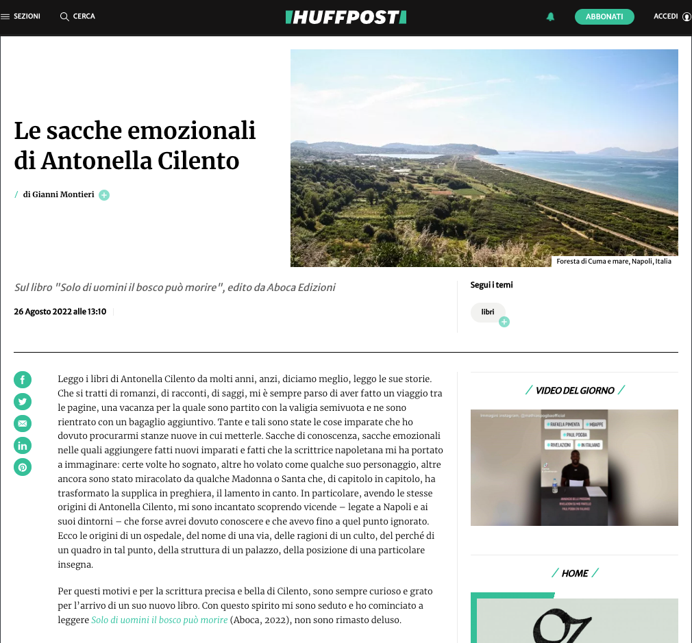 Solo di uomini il bosco puo morire - recensione di Gianni Montieri su Huffington Post