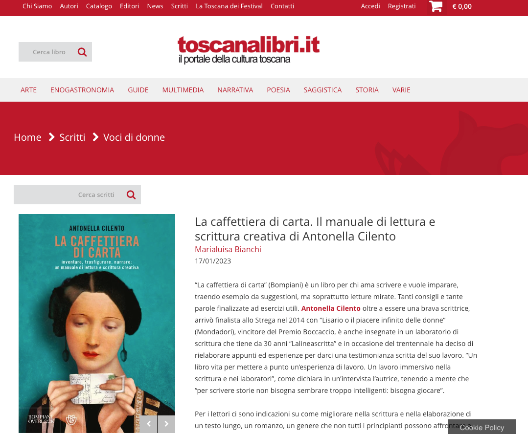 La caffettiera di Carta su Toscana Libri